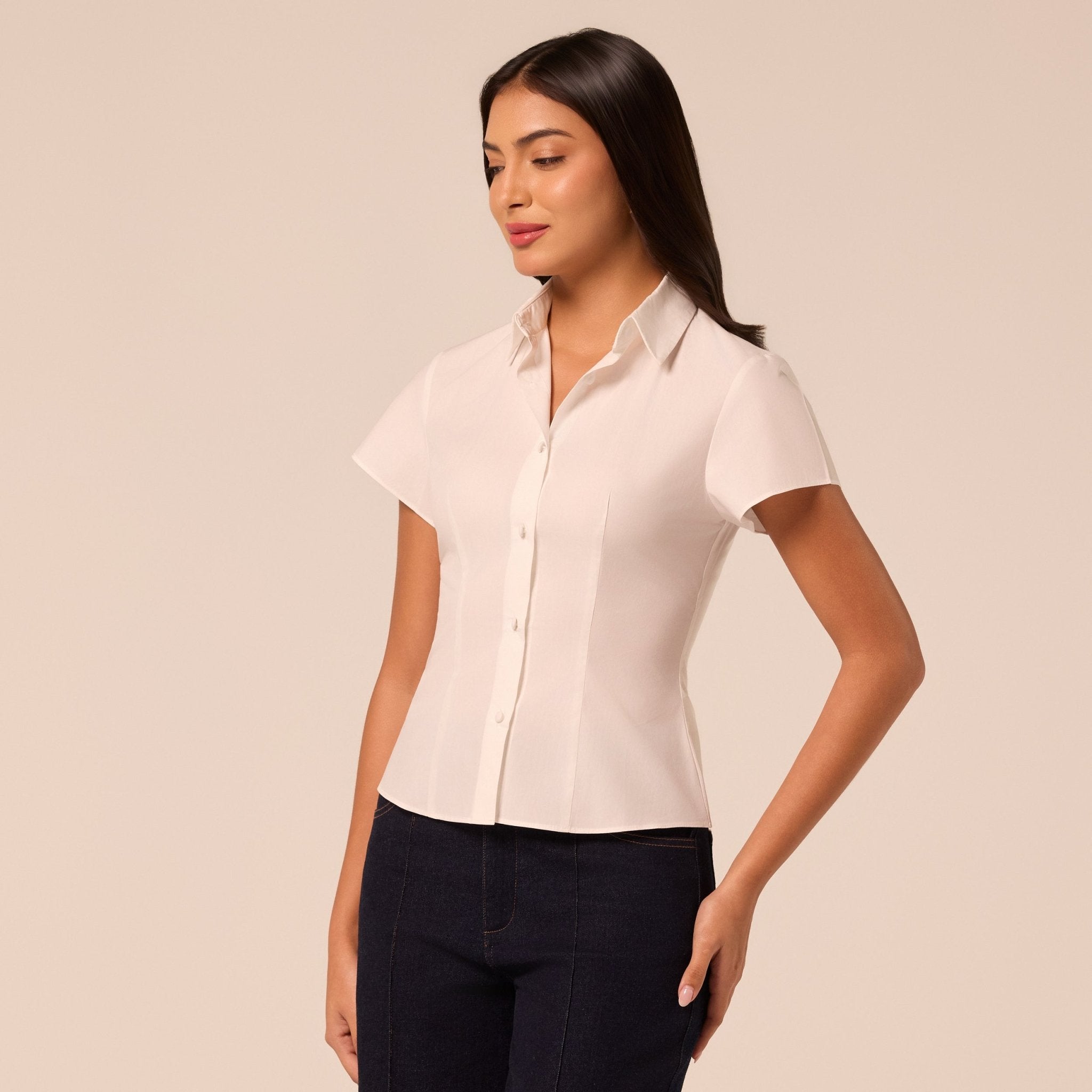 White Cropped Poplin Shirt - shopaleena