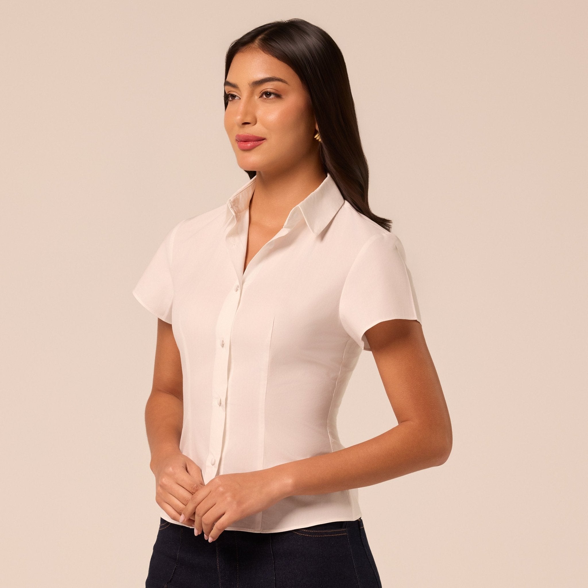 White Cropped Poplin Shirt - shopaleena