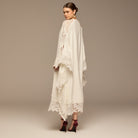 White Cut - Out Embroidered Crepe Maxi Dress - shopaleena