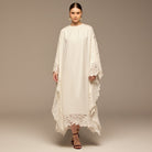 White Cut - Out Embroidered Crepe Maxi Dress - shopaleena
