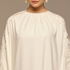 White Cut - Out Embroidered Crepe Maxi Dress - shopaleena