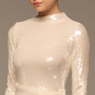 White Draped Waist Sequin Maxi Dress - shopaleena