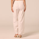 White Drawstring Cotton-Linen Pants - shopaleena