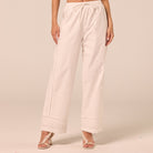 White Drawstring Cotton-Linen Pants - shopaleena