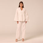 White Drawstring Cotton-Linen Pants - shopaleena