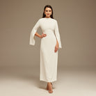 White Embroidered Sleeve Maxi Dress - shopaleena