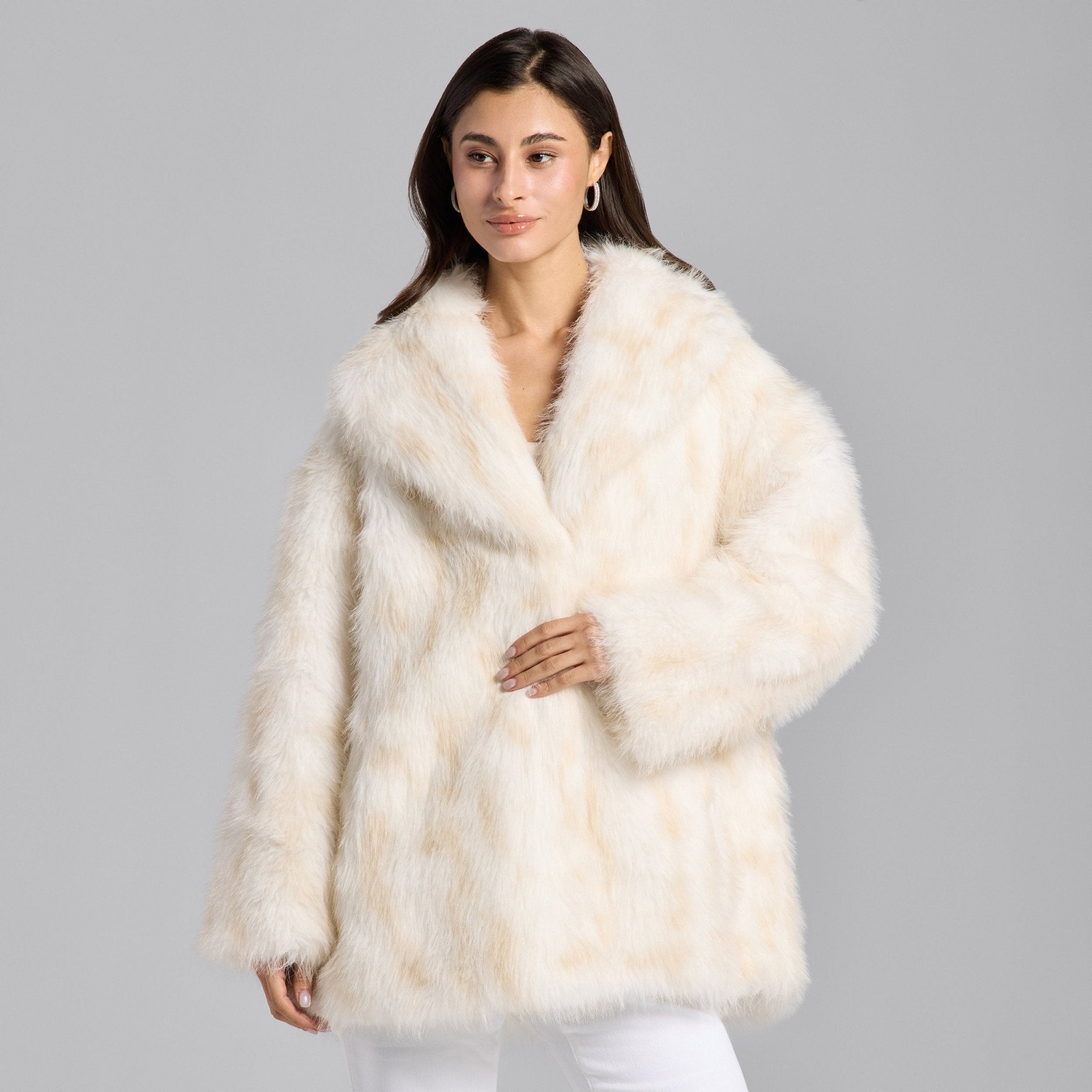 White Faux Fox Fur Coat - shopaleena