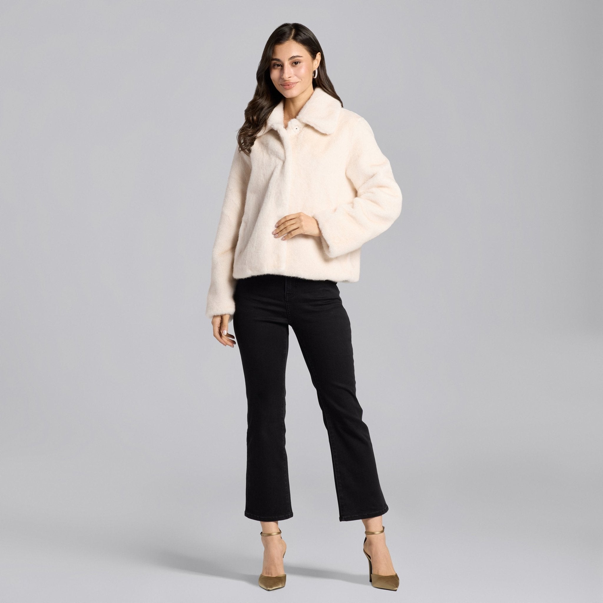 White Faux Mink Fur Jacket - shopaleena