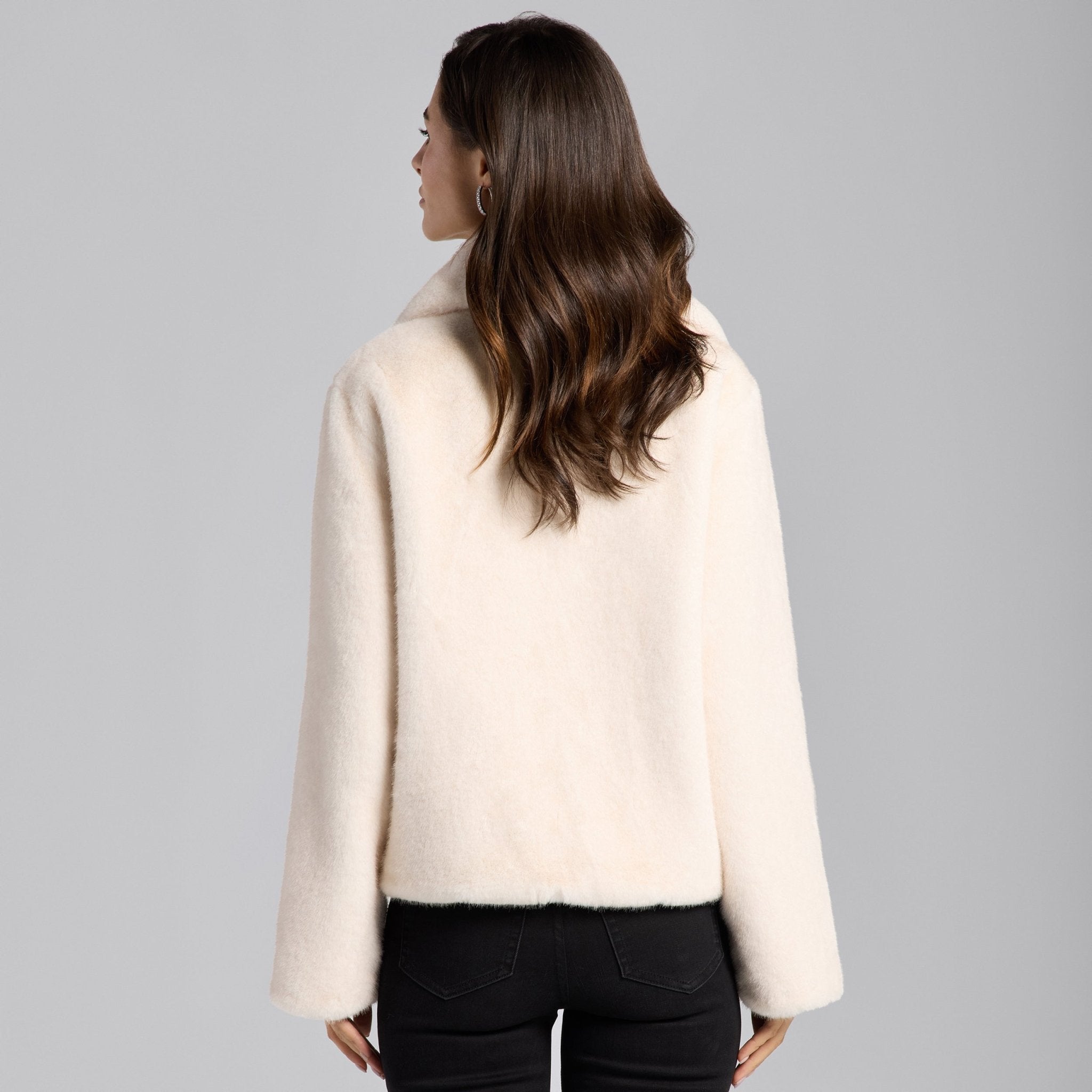 White Faux Mink Fur Jacket - shopaleena