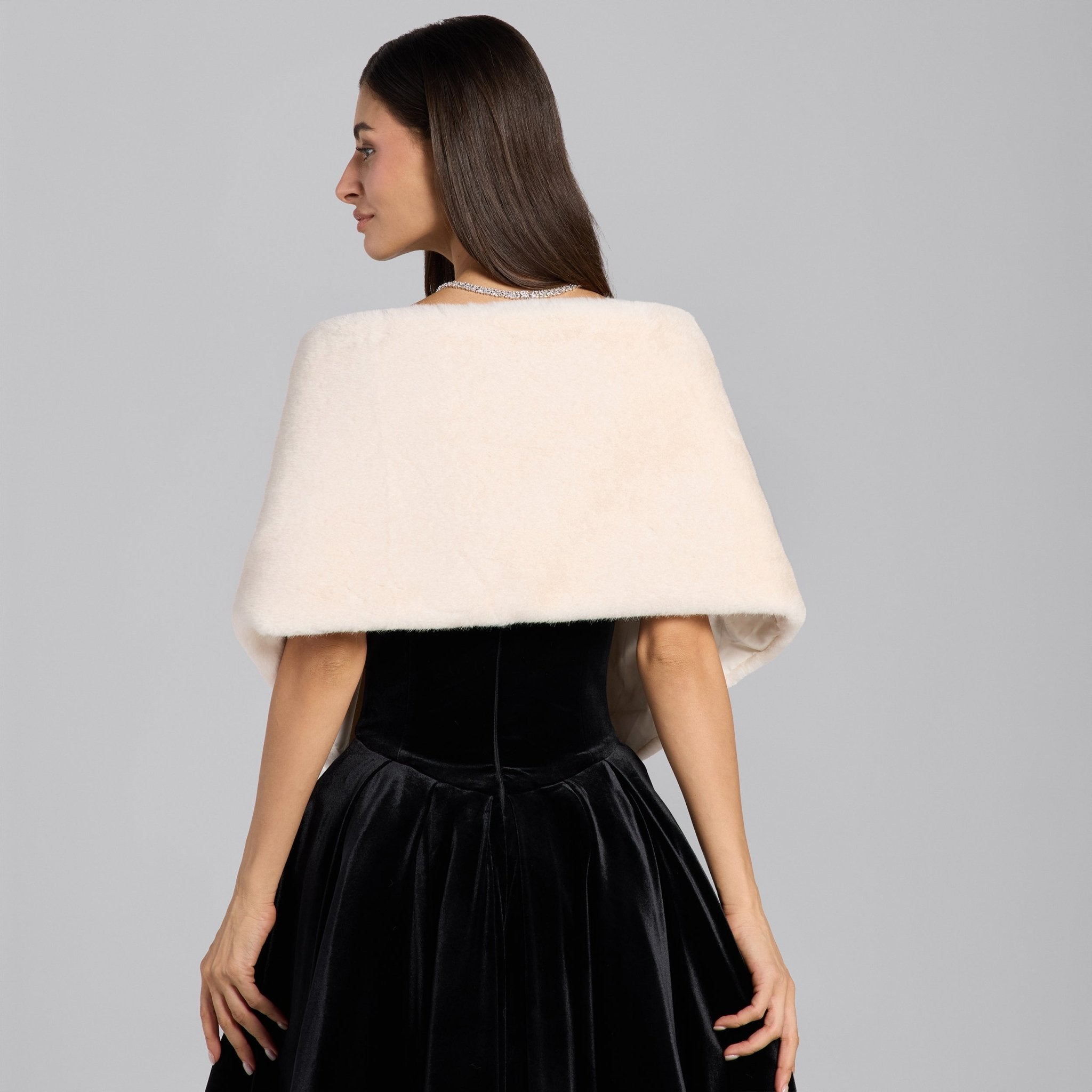 White Faux Mink Fur Shawl - shopaleena