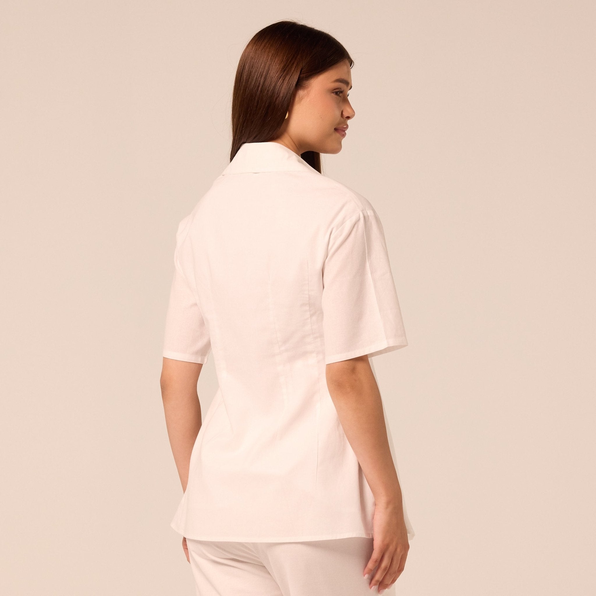 White Fitted-Waist Cotton Shirt - shopaleena