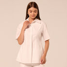 White Fitted-Waist Cotton Shirt - shopaleena