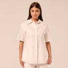 White Fitted-Waist Cotton Shirt - shopaleena