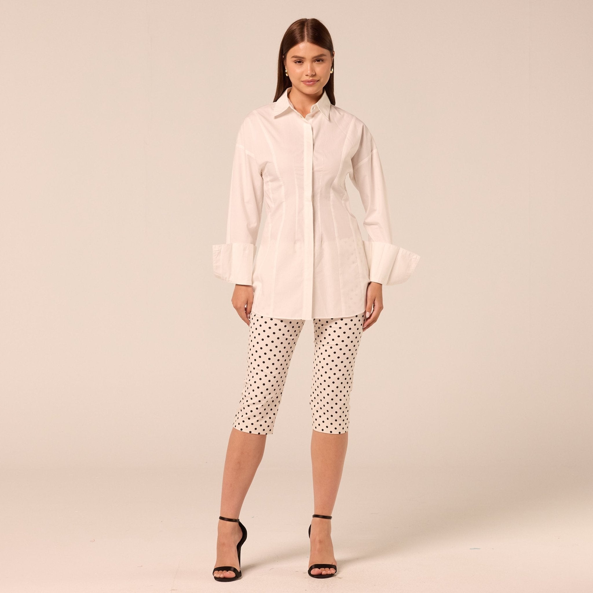 White Fitted Waist Poplin Shirt - shopaleena