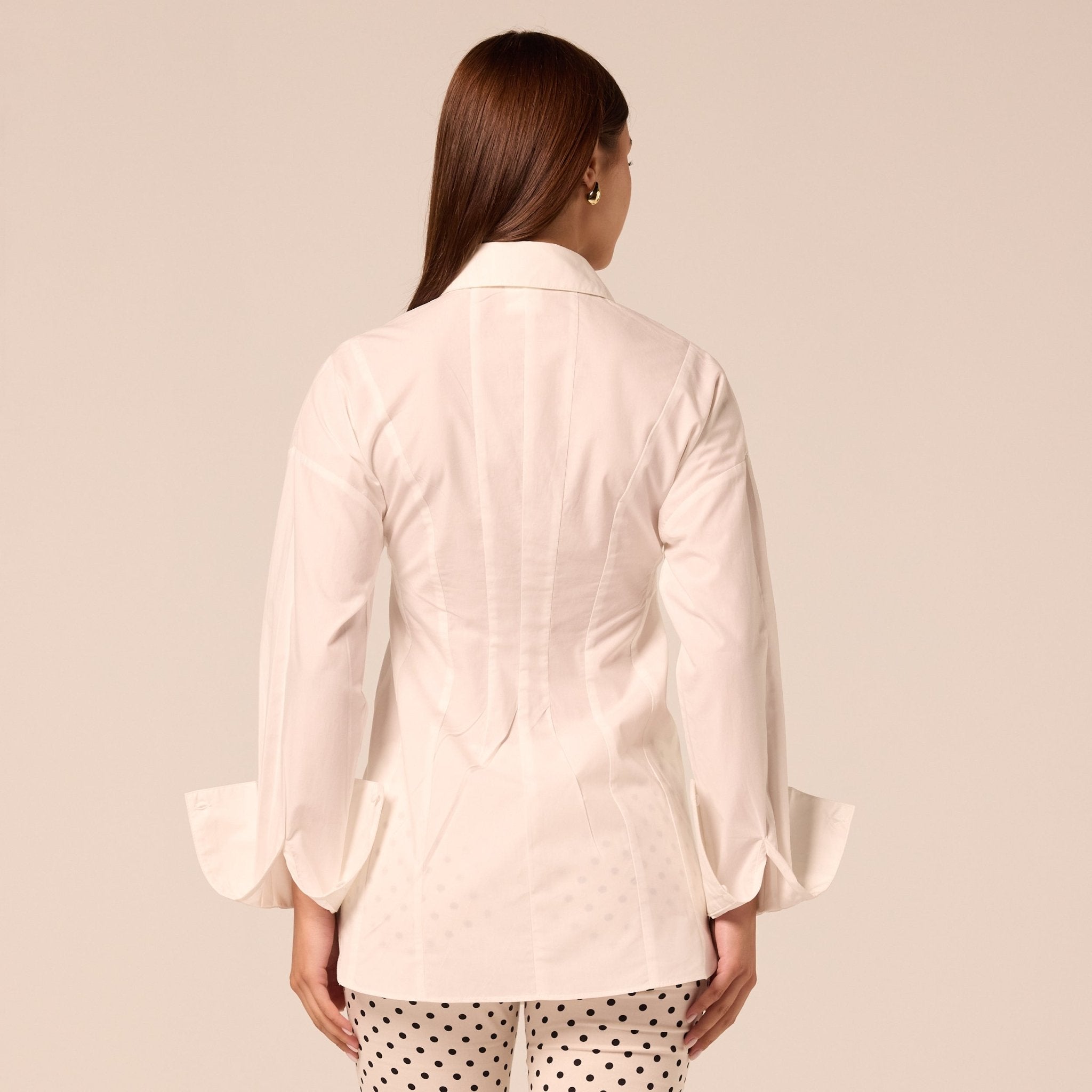 White Fitted Waist Poplin Shirt - shopaleena