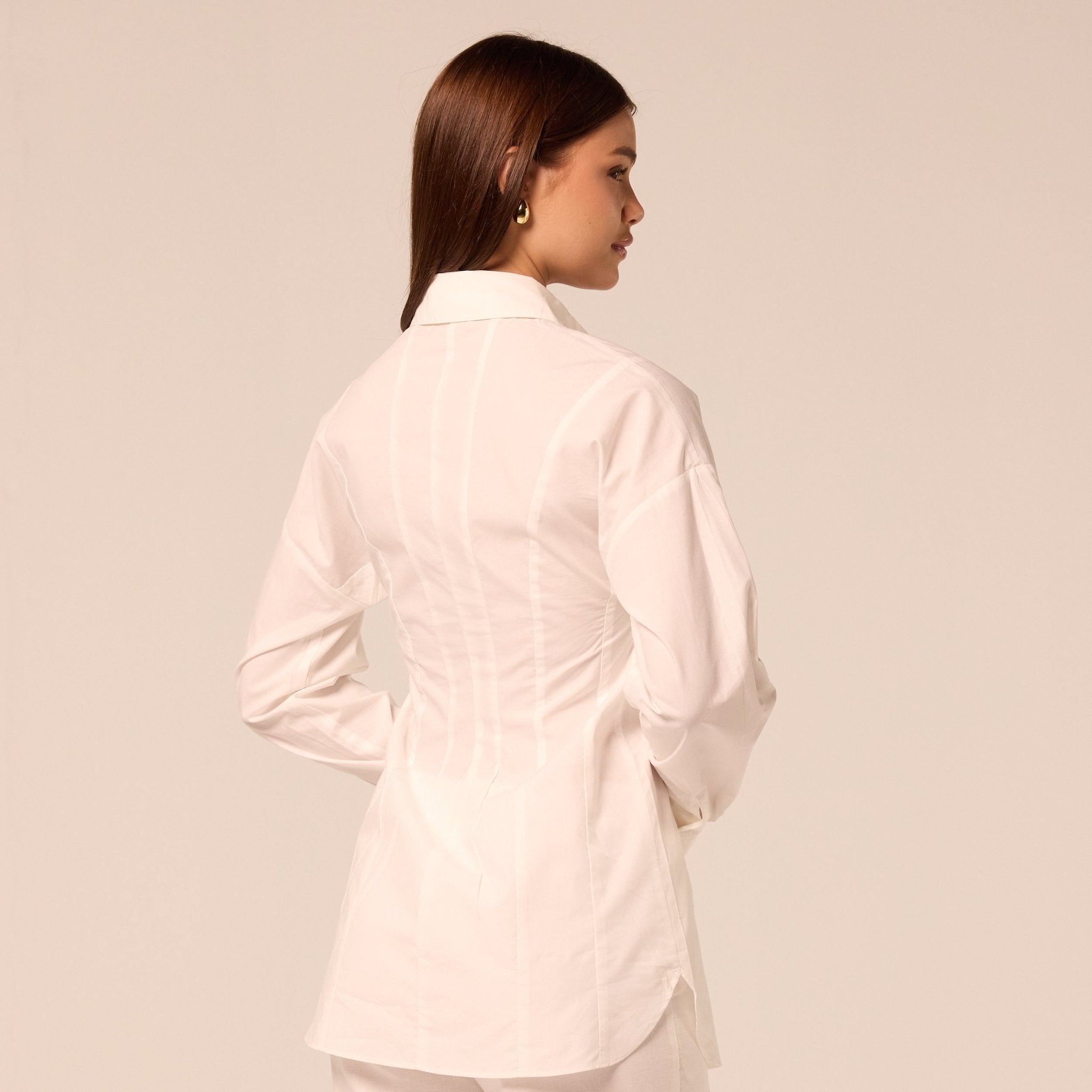 White Fitted Waist Poplin Shirt - shopaleena