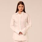 White Fitted Waist Poplin Shirt - shopaleena