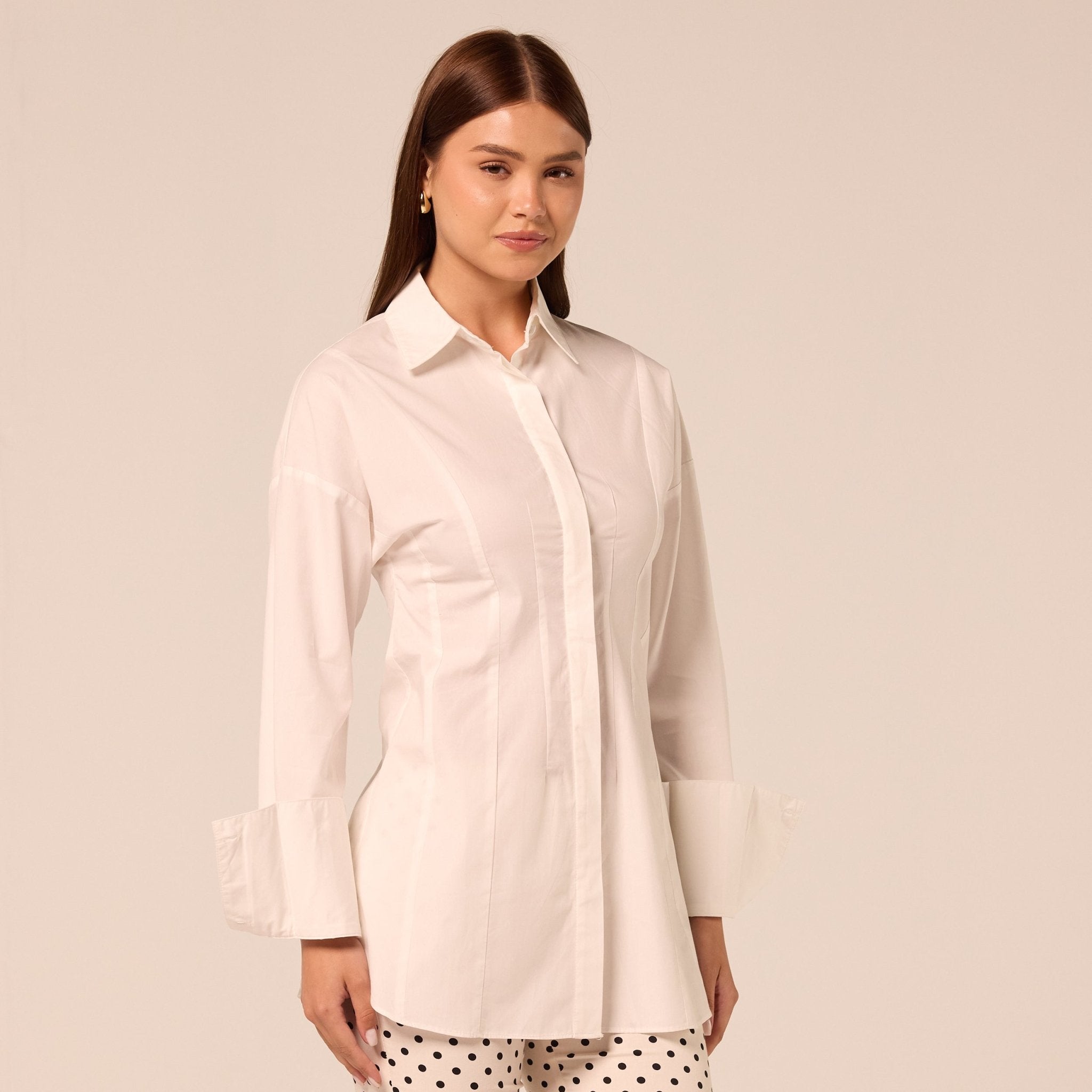 White Fitted Waist Poplin Shirt - shopaleena