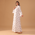 White Fully Embroidered Long Sleeve Kaftan - shopaleena