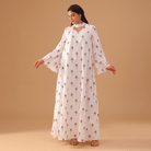 White Fully Embroidered Long Sleeve Kaftan - shopaleena