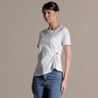 White Gathered Side Cotton Blouse - shopaleena