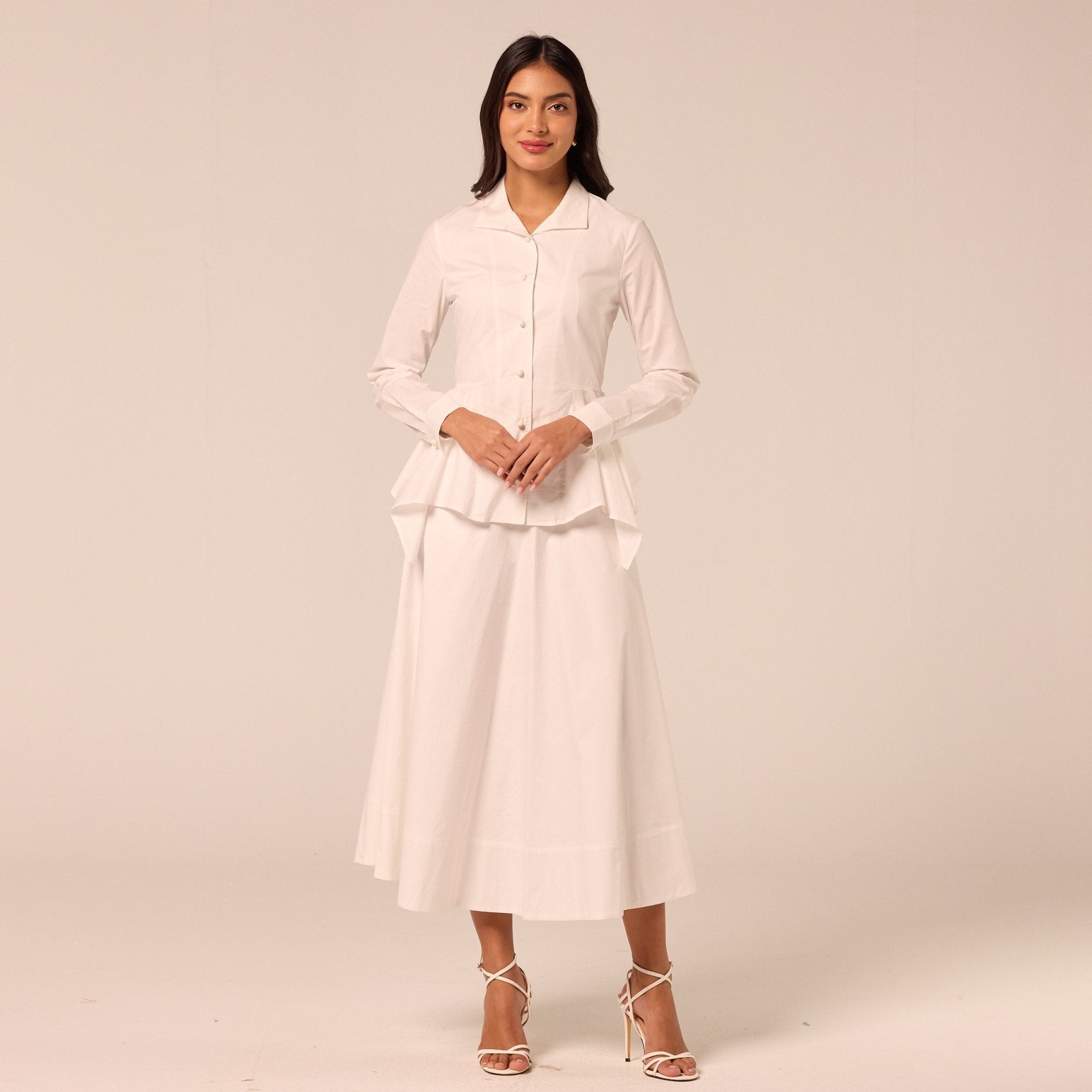 White Handkerchief Hem Cotton Set - shopaleena