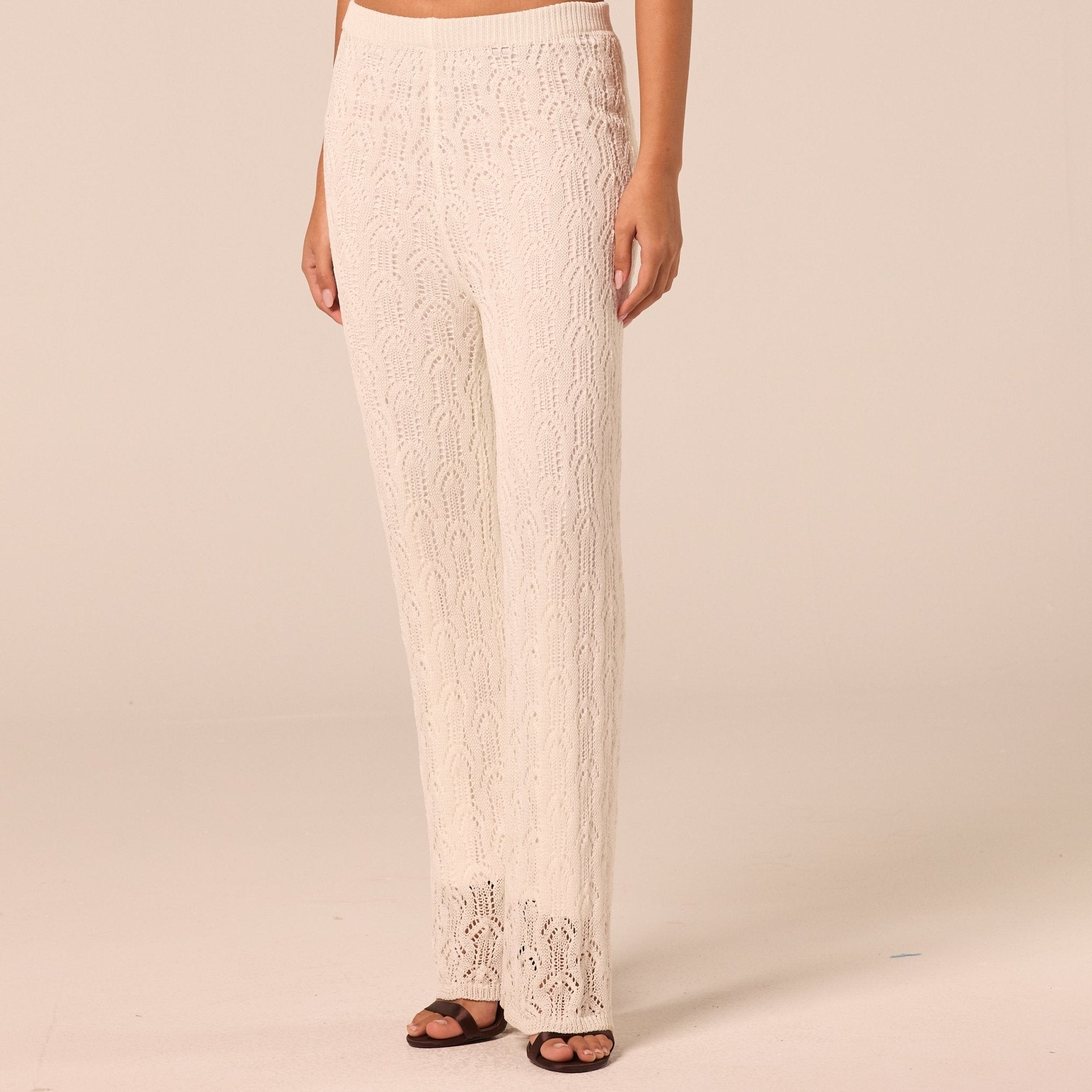 White Knit Flare Pants - shopaleena