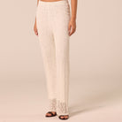 White Knit Flare Pants - shopaleena