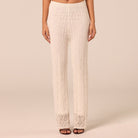 White Knit Flare Pants - shopaleena
