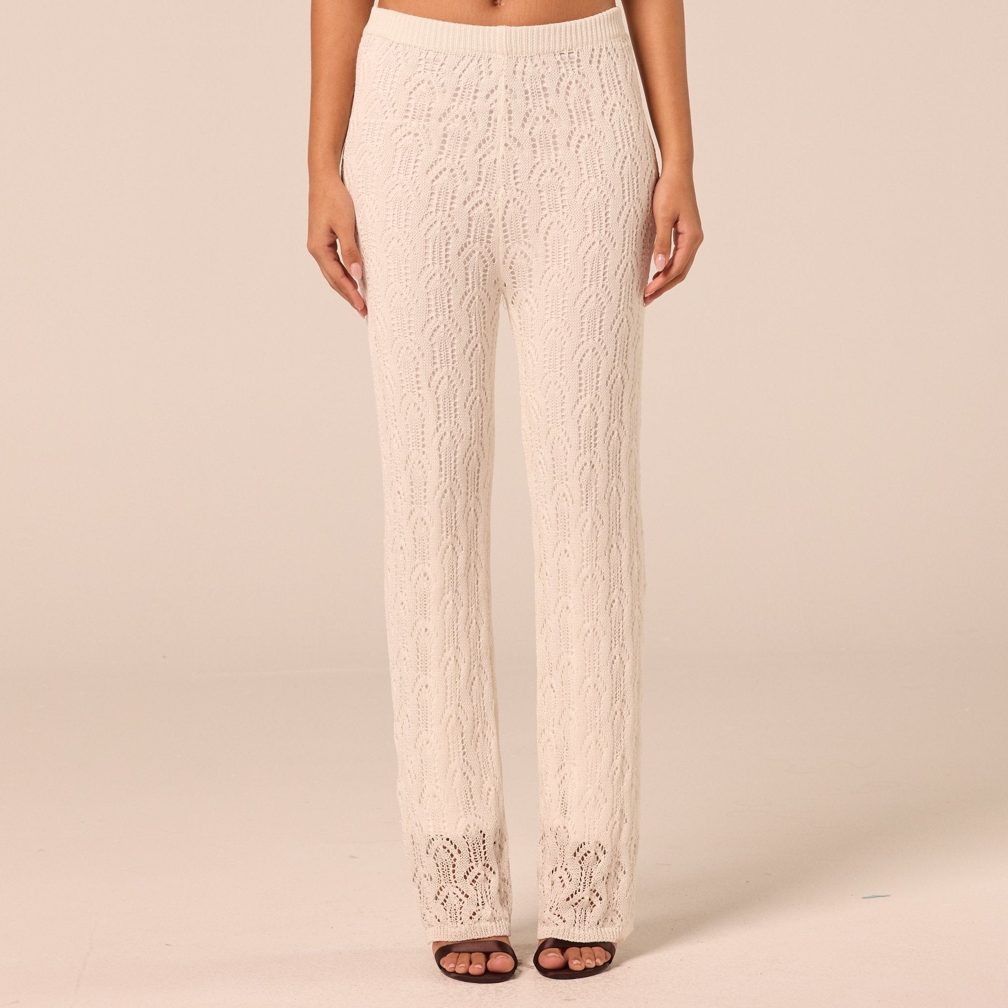 White Knit Flare Pants - shopaleena