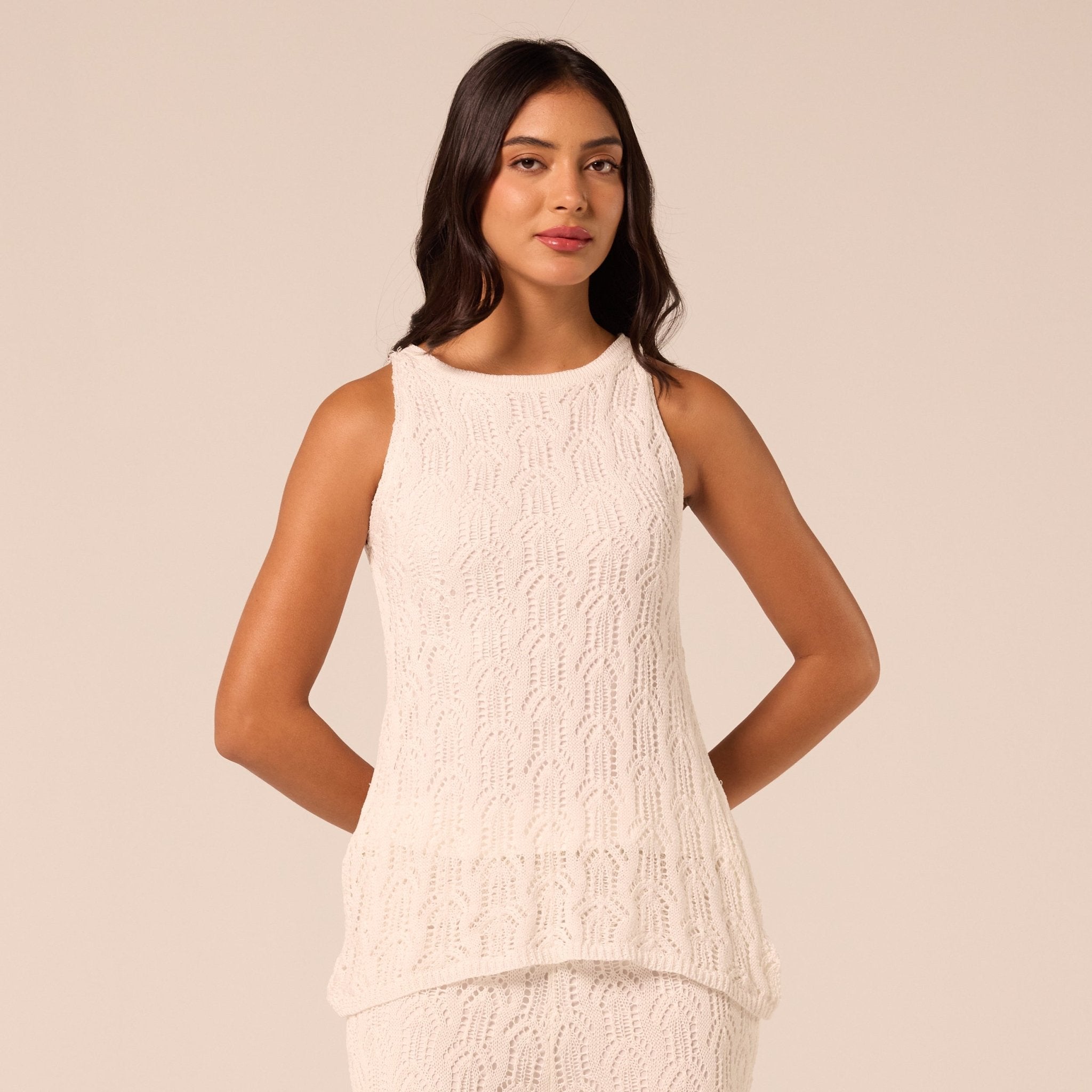 White Knit Sleeveless Top - shopaleena