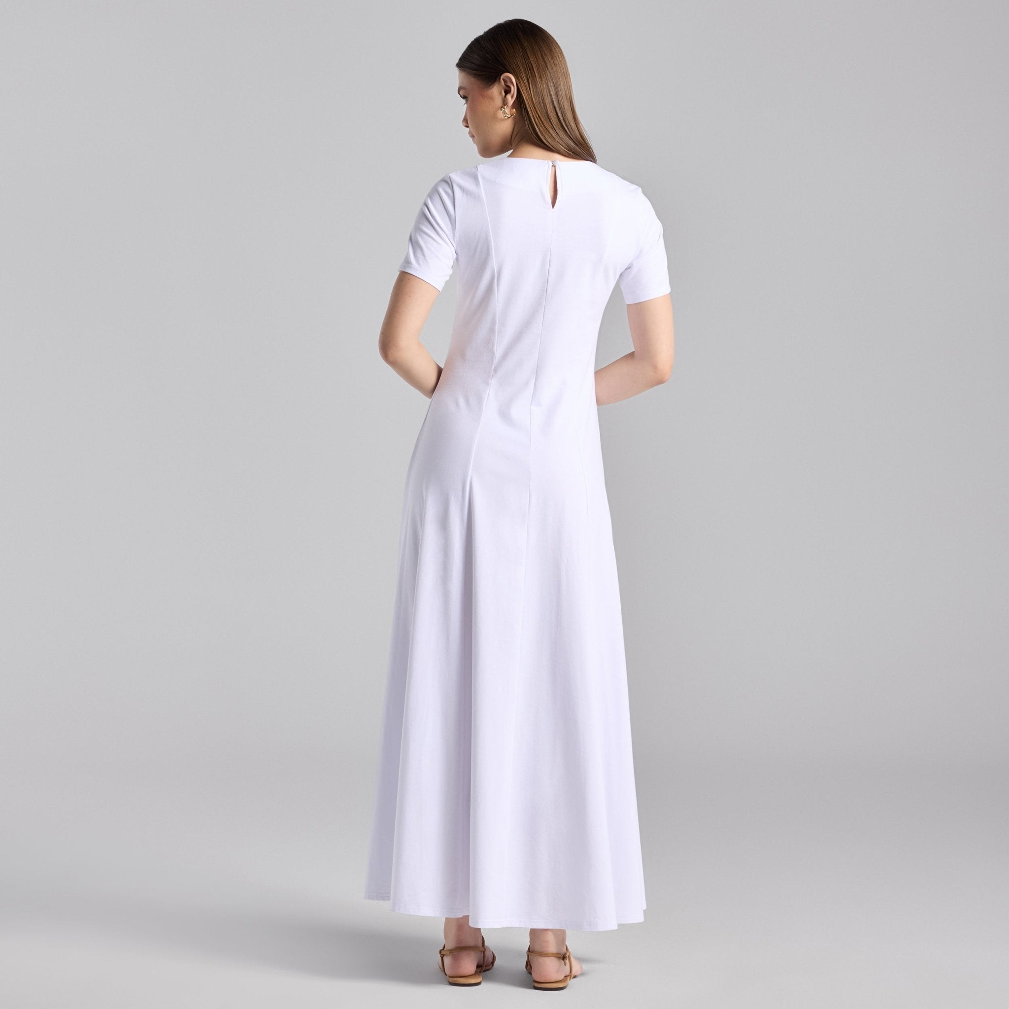 White Knit Under Abaya Dress - shopaleena