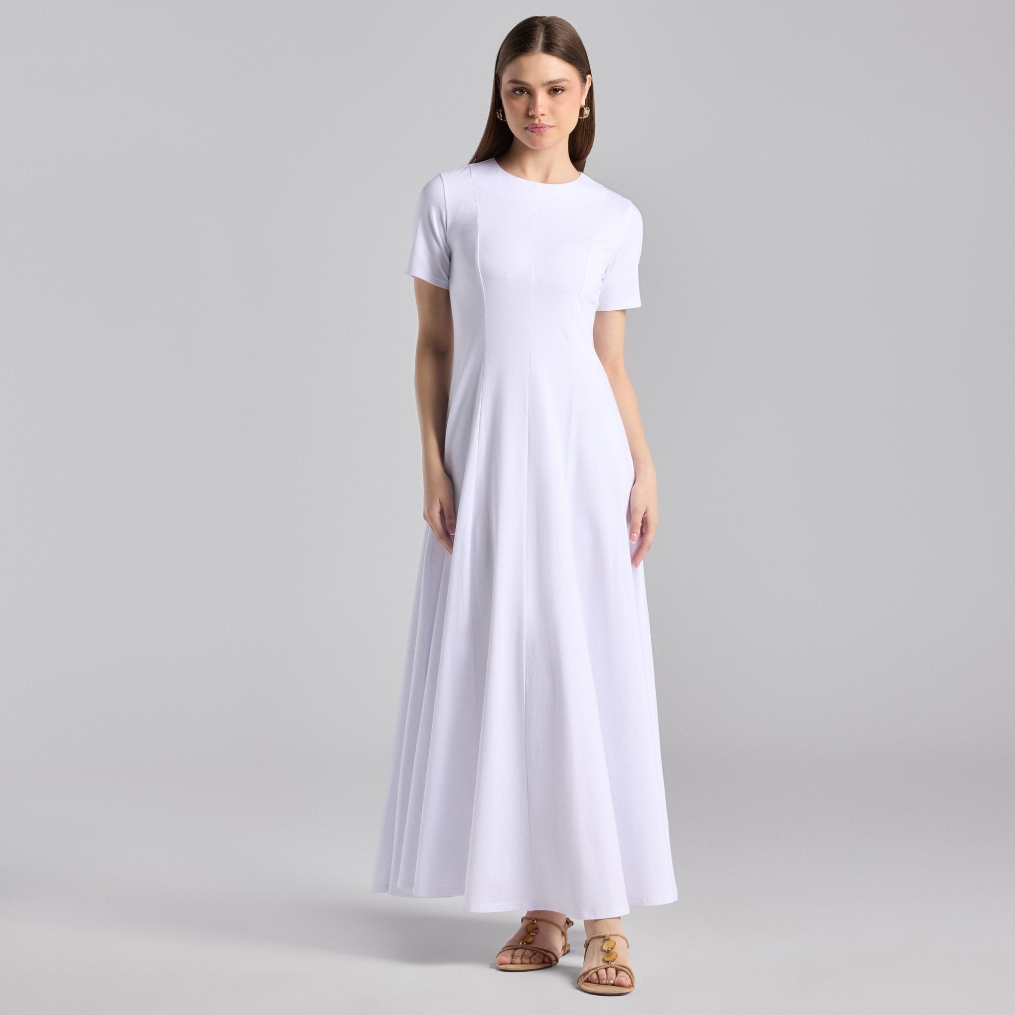 White Knit Under Abaya Dress - shopaleena