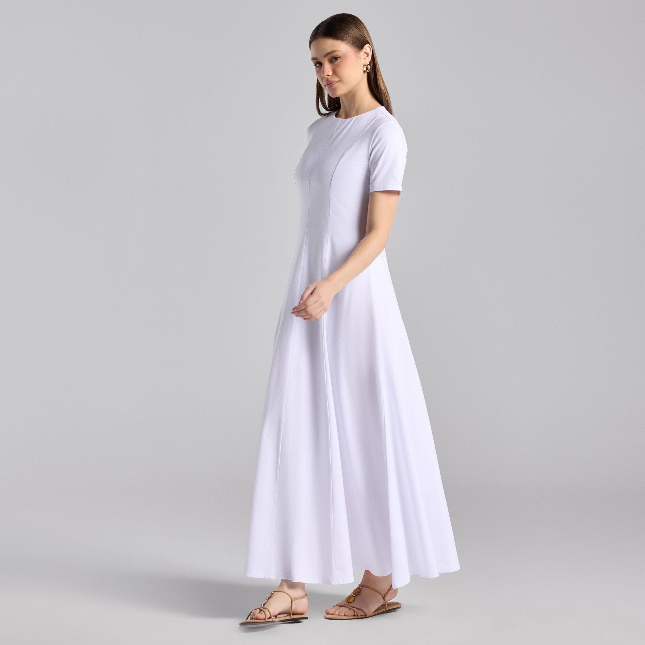 White Knit Under Abaya Dress - shopaleena