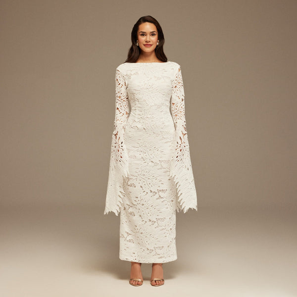 White Lace Long Sleeve Maxi Dress – shopaleena