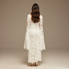 White Lace Long Sleeve Maxi Dress - shopaleena