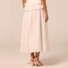 White Lace-Trim Cotton Maxi Skirt - shopaleena