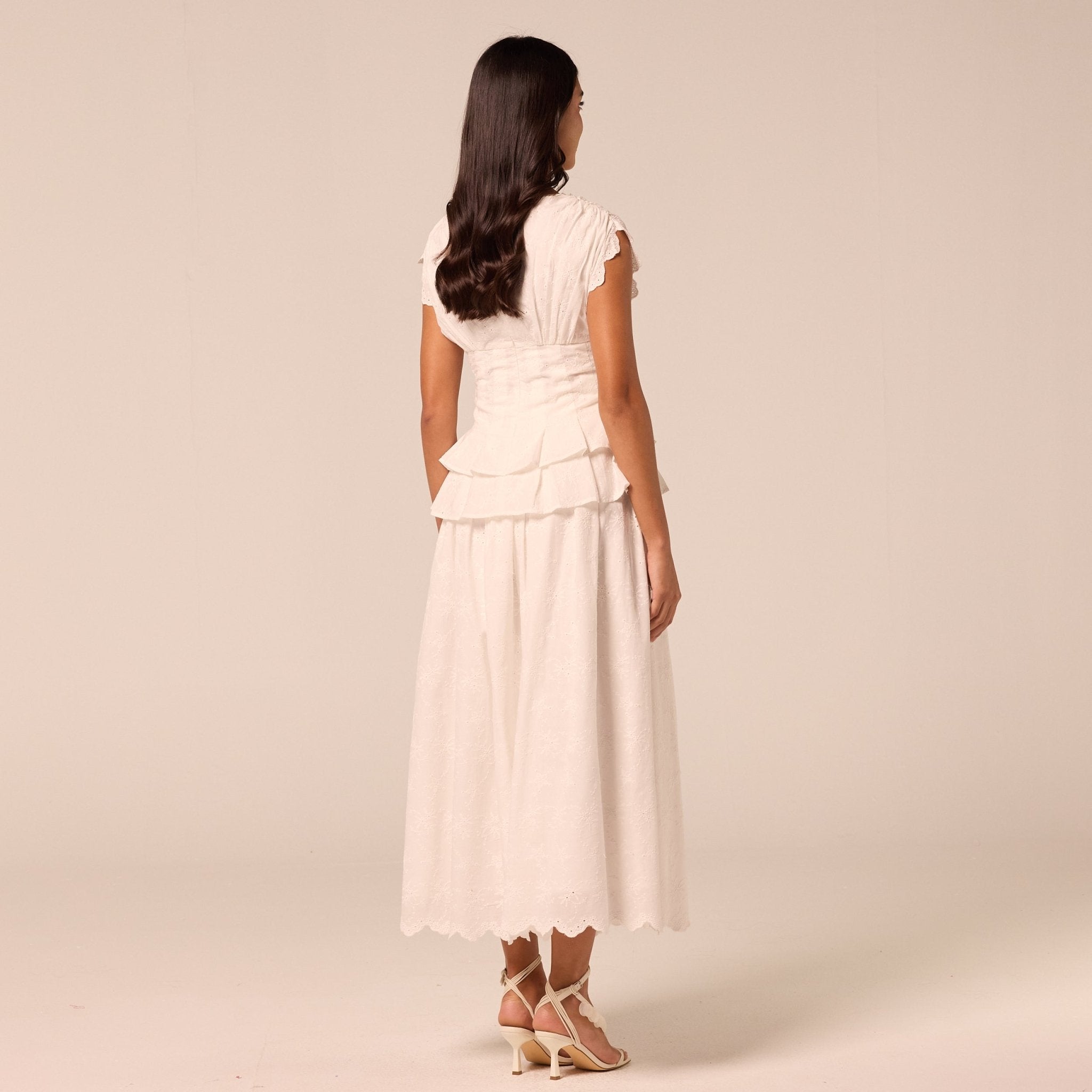 White Lace-Trim Cotton Maxi Skirt - shopaleena