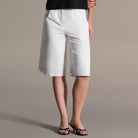 White Linen Bermuda shorts - shopaleena