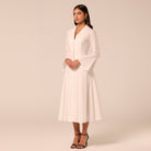 White Linen Midi Shirt Dress - shopaleena