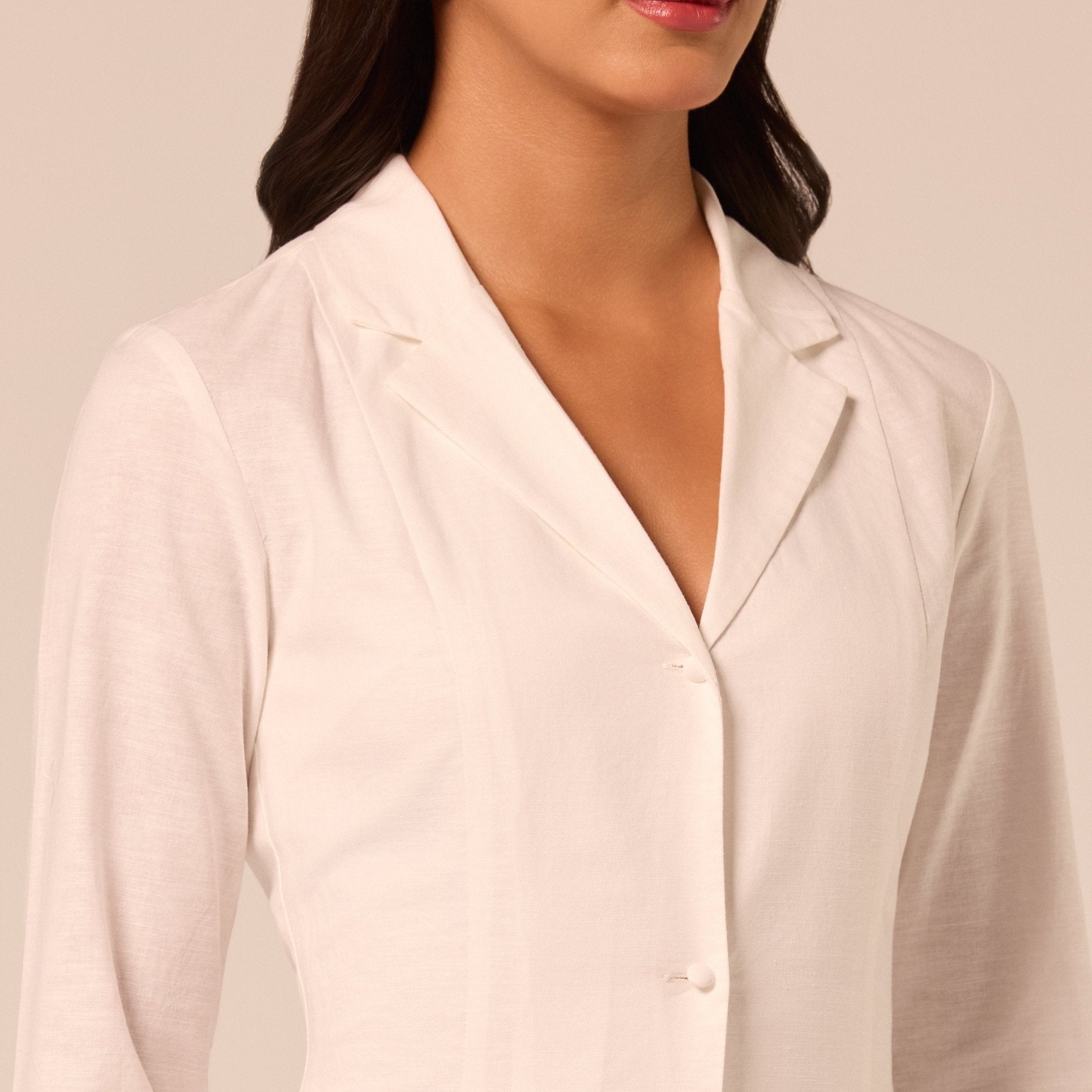 White Linen Midi Shirt Dress - shopaleena