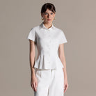 White Linen Peplum Shirt - shopaleena
