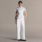 White Linen Peplum Shirt - shopaleena