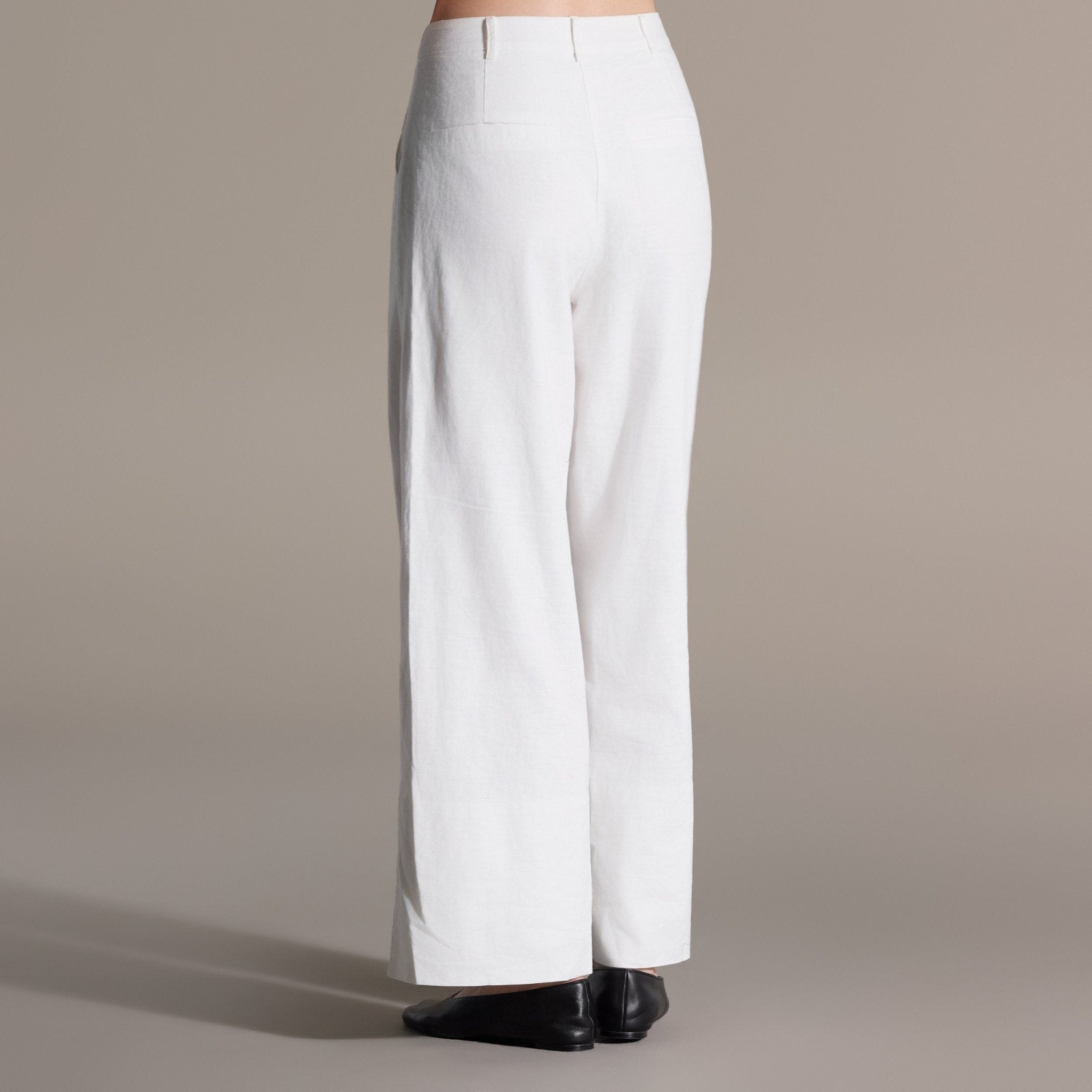 White Linen Straight Leg Pants - shopaleena