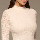 White Long Flared Sleeve Lace Dress - shopaleena