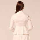 White Long Sleeve Peplum Shirt - shopaleena