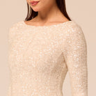 White Long Sleeve Sequin Dress with Chiffon Godets - shopaleena