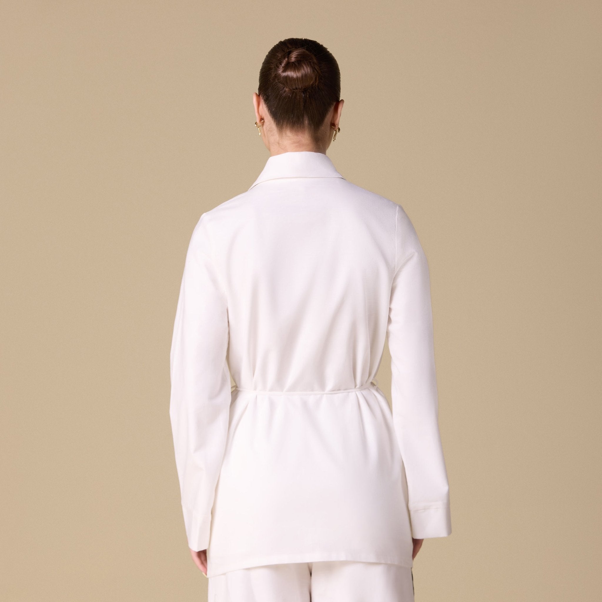 White Long wide sleeves Wrapped Top - shopaleena