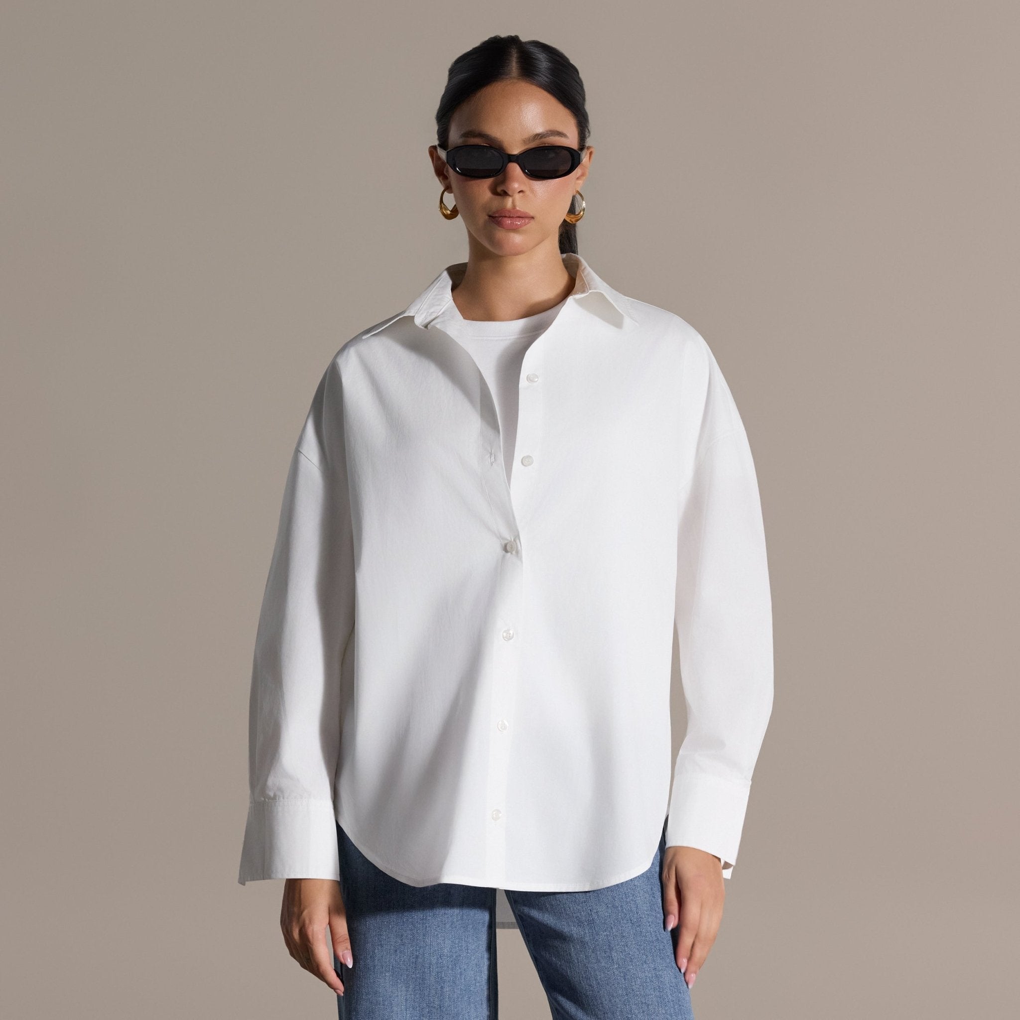 White Loose Fit Cotton Shirt - shopaleena