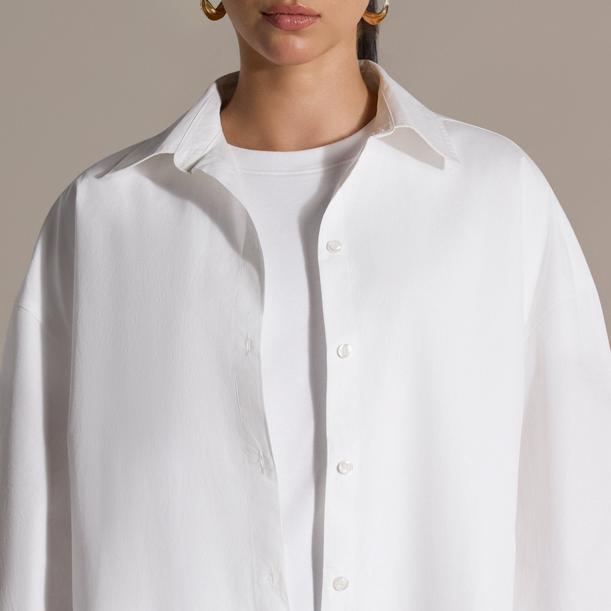 White Loose Fit Cotton Shirt - shopaleena